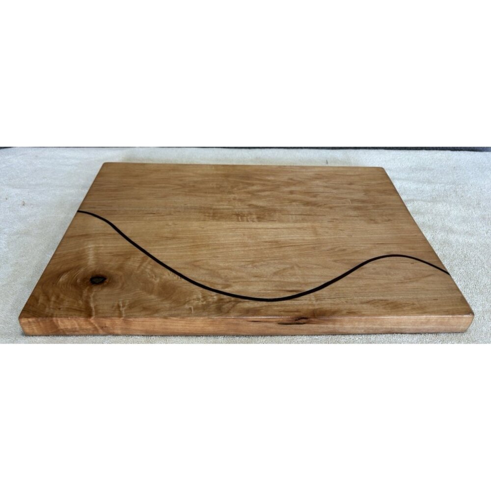 Handmade Hardwood Cutting Board Cherry Bent Purple Heart 17 x 12 x 1 NEW